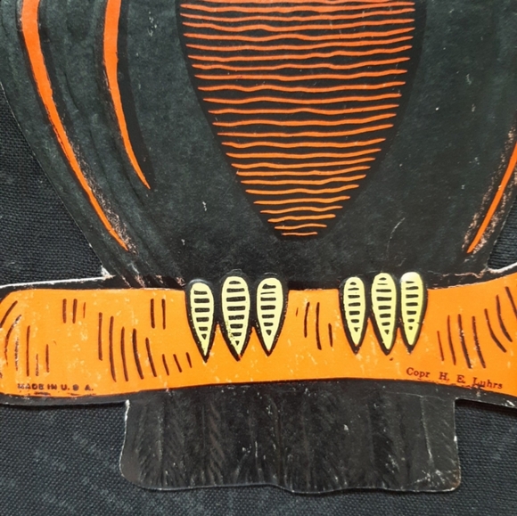 Authentic vintage copr H. E. LUHRS diecut embossed owl halloween decoration - Picture 7 of 8